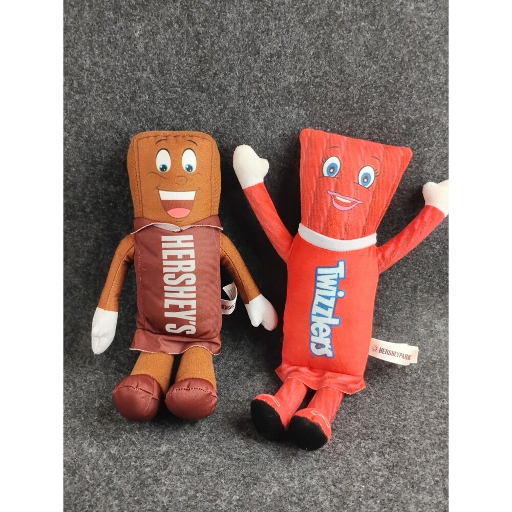 Hershey's Chocolate World Plush Lot Hershey Bar and Red Licorice Doll Twizzlers